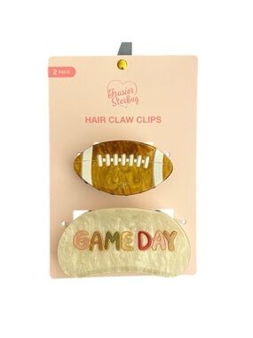Game Day Football Set Of 2 Claw Hair Clips By Fraiser Sterling New With Tags